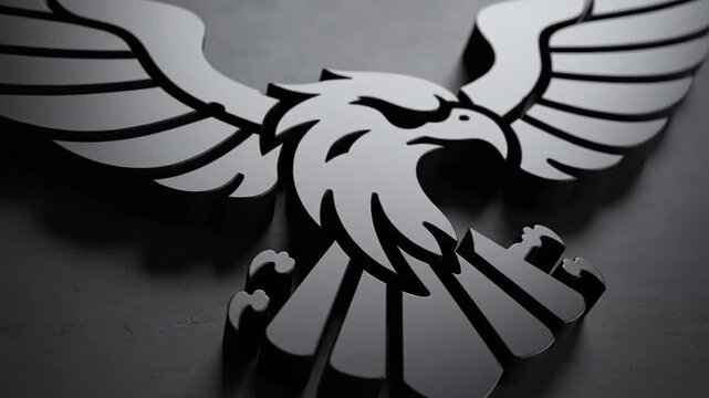 Sleek metallic eagle emblem on a dark textured background