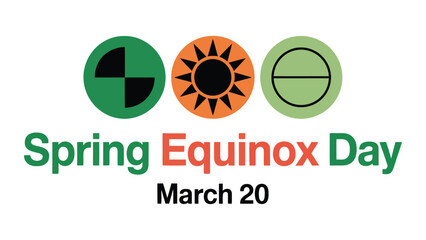 Spring Equinox Day March 20 Modern Flat Design with Seasonal Icons – Astronomical Event, Nature Balance and Day Night Equality Concept Illustration  © VectorCraze