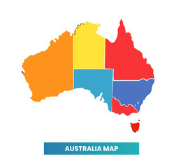 Obraz premium Flat Design Australia Map with Multicolor Regions