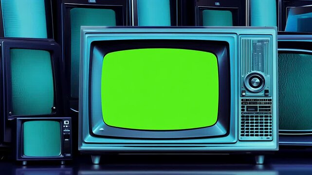 Similar tower eighties televisions awakens cool steel blue tint chroma fields pulsing delivering alt colour K nostalgia setup creative compositing music videos gallery installations social throwback