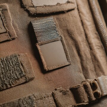 Patch with velcro, macro of the hook and loop fastener mechanism on tactical gear
