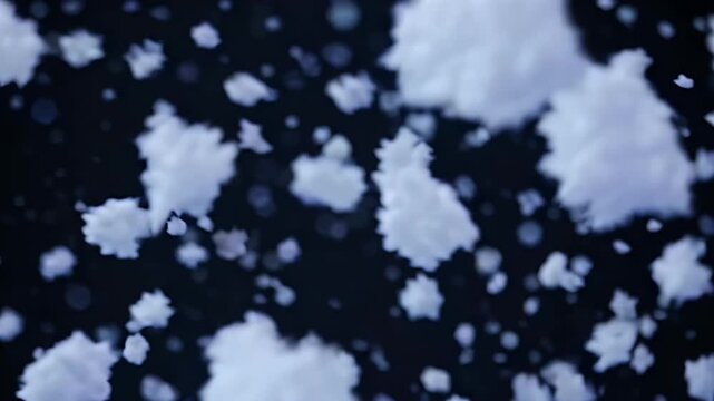 beautiful 4K footage real snow gently falling solid black background bokeh blur effects realistic compositing winter themed video edits cinematic seasonal