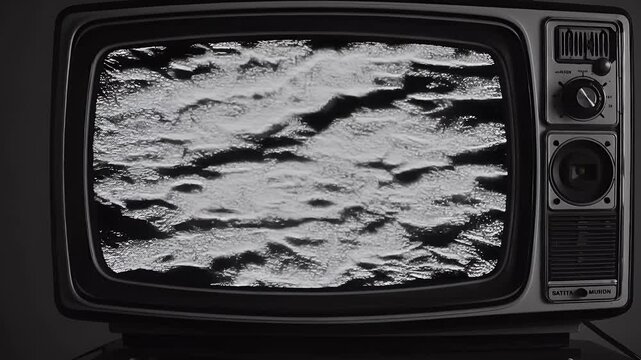 looping 4K static noise vintage video TV screen no signal producing black white visual distortion ideal old school tech projects glitch effects analog style video