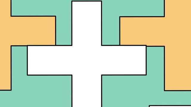 Geometric pattern featuring white and orange crosses on a light teal background with clean lines