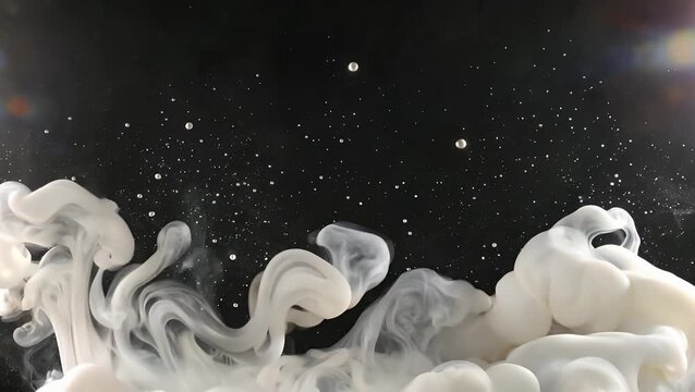 ultra hd 4k close up footage of soft natural white vapor smoke rising smoothly against a black backdrop ready for use as overlay by adjusting blending modes perfect for creating cinematic video