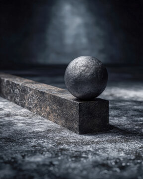Transparent Vertical Wall Blocking Rolling Steel Sphere Demonstrating Risk Buffer Concept in 3D Scene