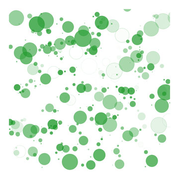 Abstract green bokeh circles on black background creating a digital data network pattern for modern web design backdrops