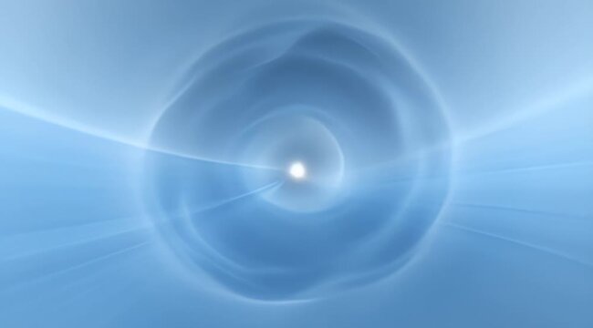 Abstract swirling blue vortex emanating from a bright central point of light