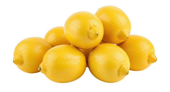 Fresh lemons pile isolated on transparent background