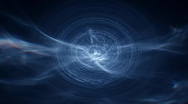 Mystical blue vortex with radiating energy, ethereal and dreamlike fantasy artwork