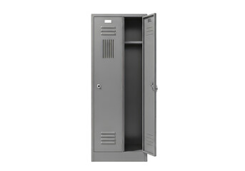 Modern metal locker with open door and empty interior