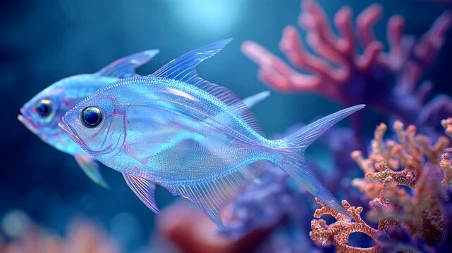 Colorful fish swimming near vibrant coral reef