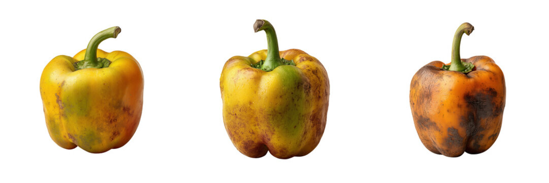 Rotting yellow bell peppers kitchen food photography indoor close-up