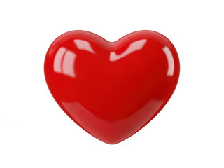 Fototapeta premium A solitary, glossy red heart against a white backdrop isolated on white background
