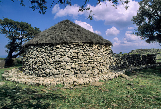 Hut within the Prehistoric Village of Giara di Gesturi Sardinia, Italy
