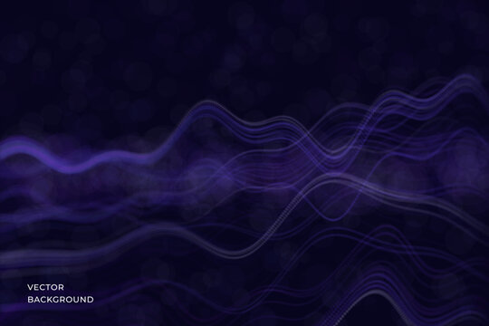 Modern abstract background with flowing digital waves and dotted surfaces forming a dynamic technological scene. Vector. Soft glow, depth effect and clean composition for business, science, artificial