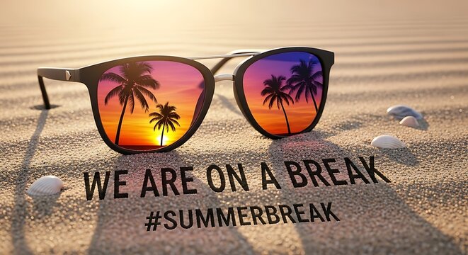 Sunglasses on summer beach break illustration