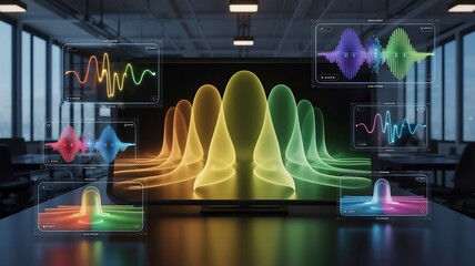 Multicolored Sound Waves in Modern Office Space