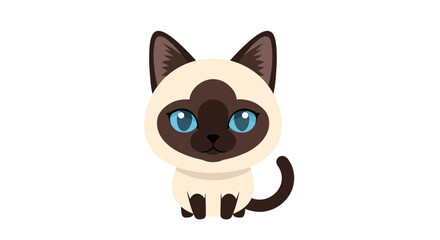 Obraz premium Cute Siamese Cat Vector Illustration, Cartoon Style Graphic for Pet Lovers