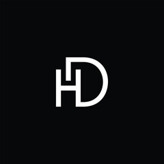 Obraz premium monogram initial letter H D logo, white letters on black background