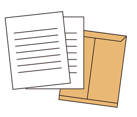 Brown envelope and documents illustration