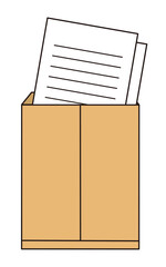 Illustration of a brown envelope containing documents