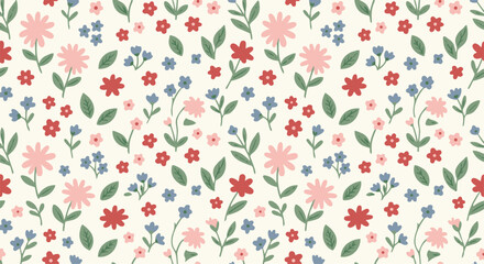 Vintage_Wildflower_Meadow_Pink_Daisy_and_Small_Floral_Pattern
