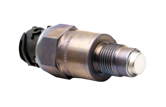 Automotive speed sensor with threaded metal body for trucks and heavy duty vehicles.