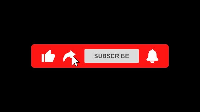 Like Subscribe Bell button animation. Youtube vlog call to action template. Social media CTA buttons. Content creator overlay video tools. Interactive buttons. 4K Alpha Mov with transparent background