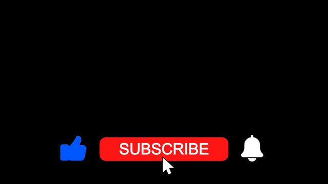 Like Subscribe Bell button animation. Youtube vlog call to action template. Social media CTA buttons. Content creator overlay video tools. Interactive buttons. 4K Alpha Mov with transparent background