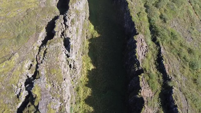 Volcanic canyon in Iceland between tectonic plates