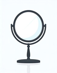 Fototapeta premium Simplified illustration of a round, double-sided, vanity mirror with a dark, ornate stand