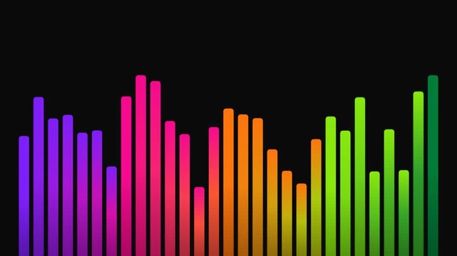 Colorful Sound Waveform With Audio Spectrum Analysis On Black Background