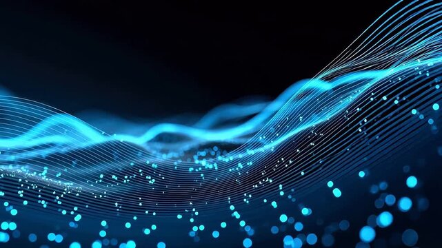 Blue glowing wave particles