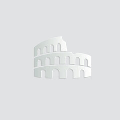 Naklejka premium Leaning Tower of Pisa Icon – Minimal Paper Cut Embossed Vector Illustration