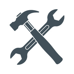 Crossed Hammer and Adjustable Wrench Tools.