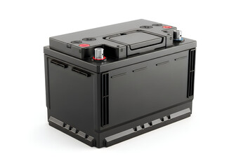 Fototapeta premium Black car battery isolated on white background for automotive use