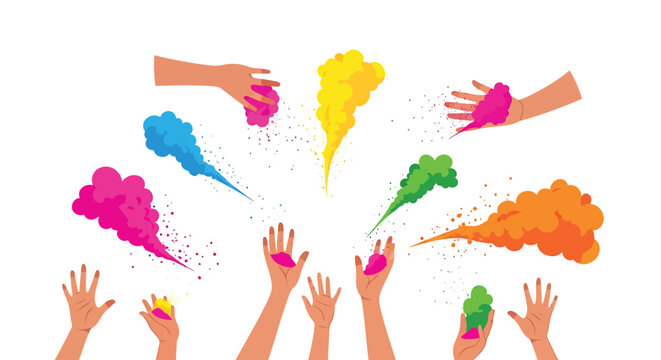 Set of colorful hands throwing paint vector