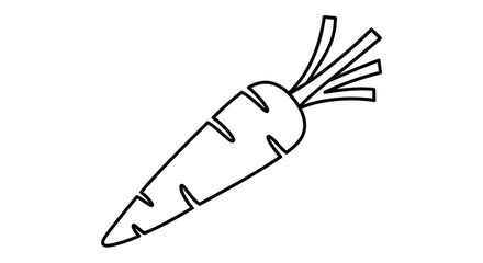 Simple line drawing of a carrot with green leafy tops against a white background