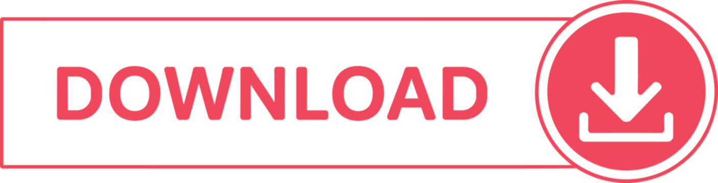 Red and white " DOWNLOAD" button with a download icon vector illustration