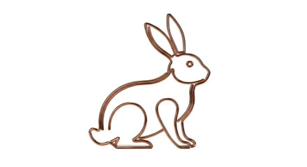 Fototapeta premium Brown Outline Rabbit Illustration isolated PNG with Transparent Background