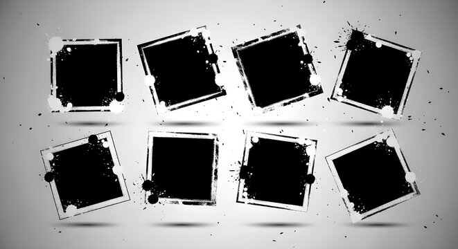 Conjunto de fondos grunge.
 Pincele el trazo de tinta de pintura negra sobre el marco cuadrado.
 Ilustraci&oacute;n vectorial