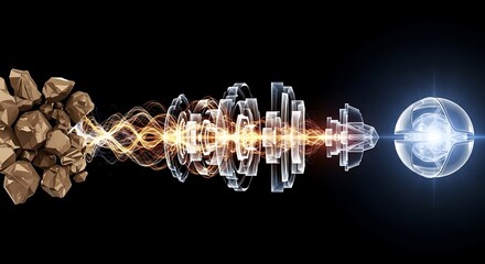 Energy Transfer from Wood to Luminous Orb through Mechanical Components in a Dark Environment