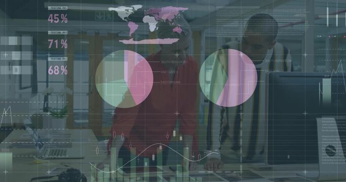 Animation of financial data processing over diverse basketball statistic