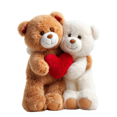 Obraz premium Cute teddy bears holding heart cozy home plush toy photography