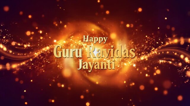 Happy Guru Ravidas Jayanti Greeting Card Golden Bokeh Background