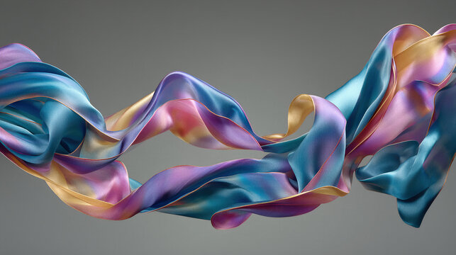 atin Ribbon Trails in Breeze, Glossy Sheen Creating Fluid Surrealism - Elegant and Dreamy Atmosphere