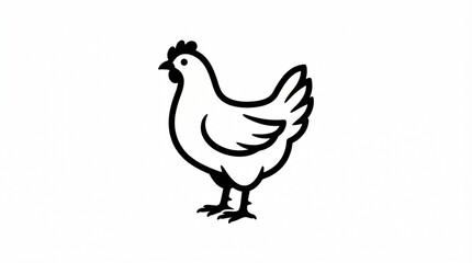 Obraz premium Black Silhouette of Chicken on White Background