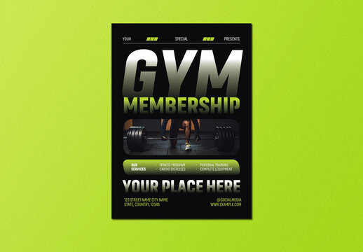 Black Neon Green Futuristic Gym Membership Flyer