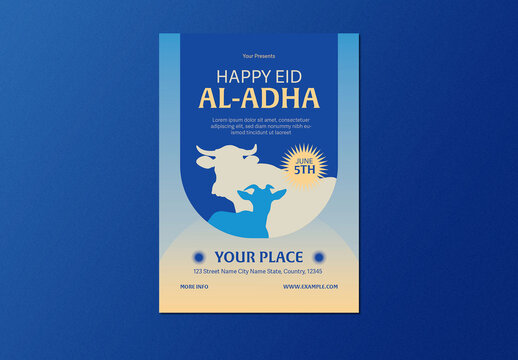 Blue Clean Happy Eid Al Adha Flyer